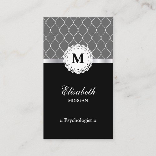 Psychologist Elegant Black Lace Pattern Business Card Template