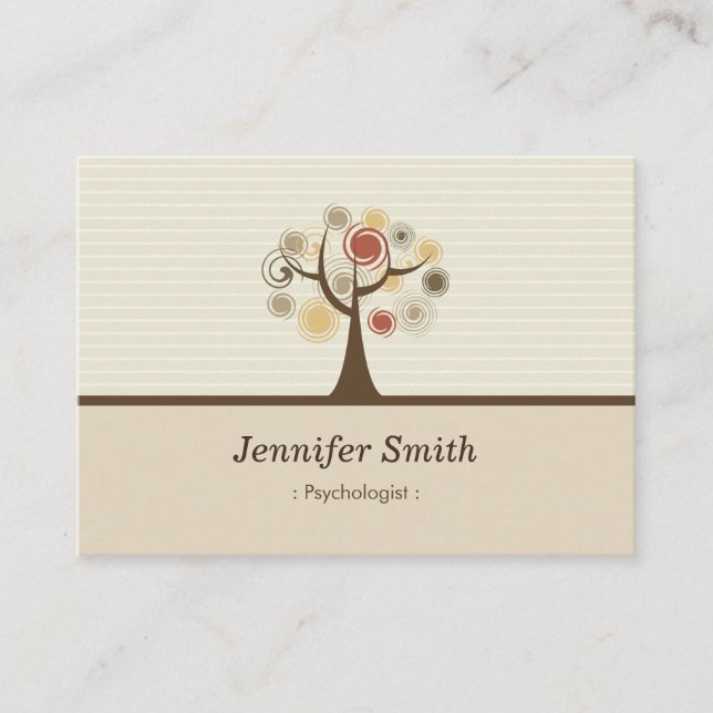 Psychologist - Elegant Natural Theme Business Card (Front)