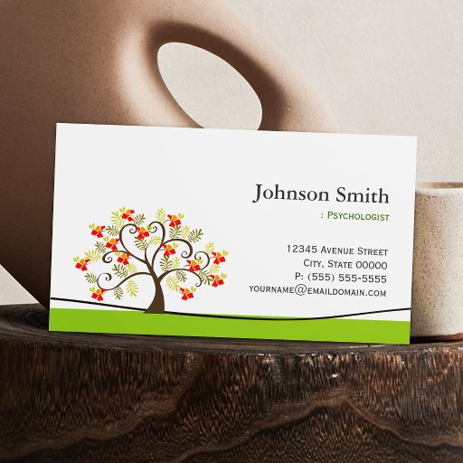 Customizable Psychologist - Elegant Swirl Wish Tree Symbol Business Card
