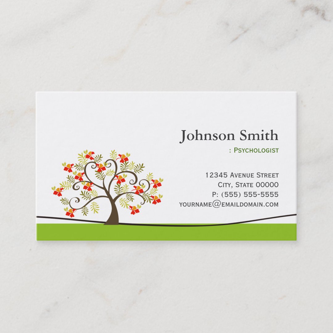 Psychologist - Elegant Swirl Wish Tree Symbol Business Card | Zazzle