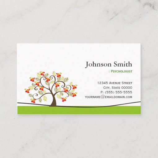 Psychologist - Elegant Swirl Wish Tree Symbol Business Card | Zazzle