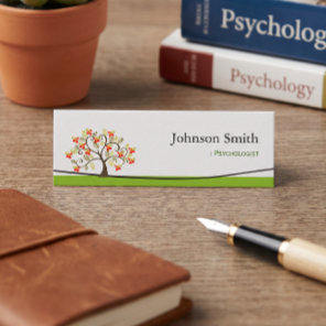 Psychologist - Elegant Swirl Wish Tree Symbol Mini Business Card