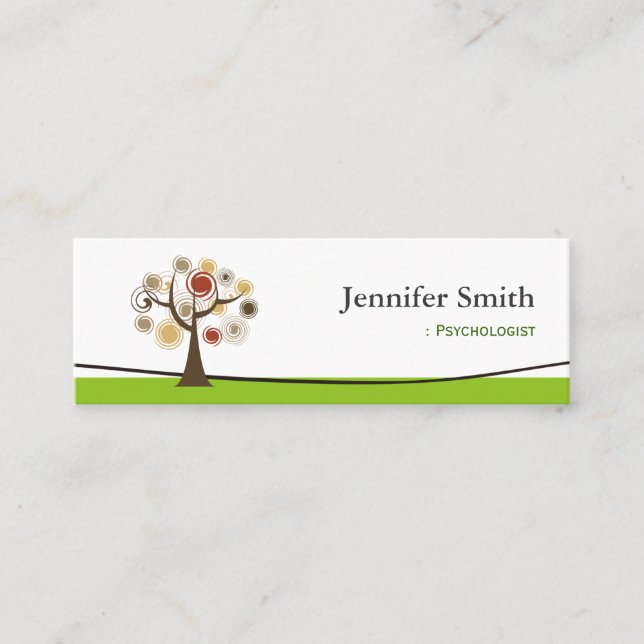 Psychologist - Elegant Tree of Life Mini Business Card (Front)