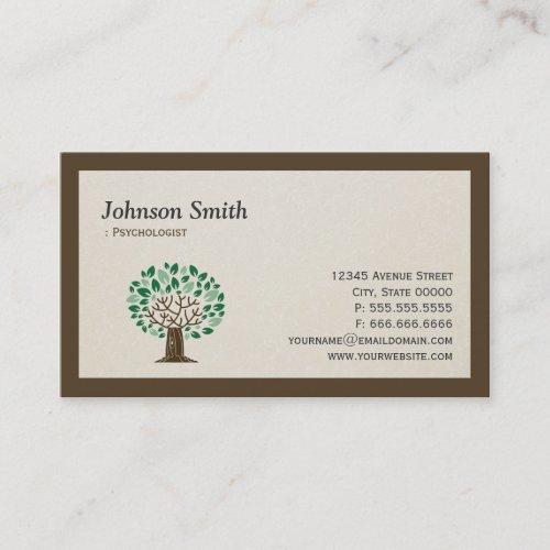 Psychologist _ Elegant Tree Symbol Business Card