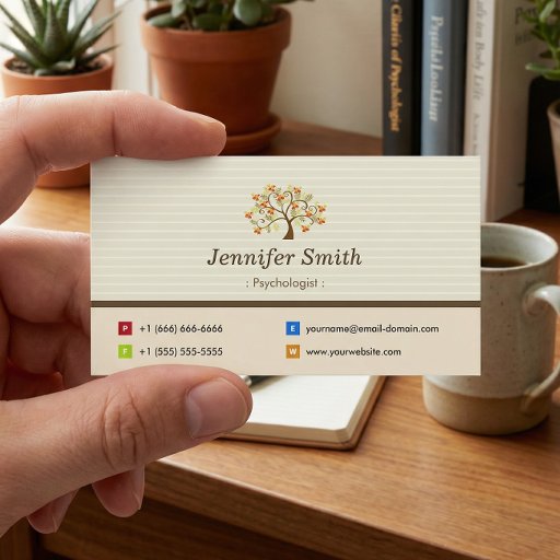 Customizable Psychologist - Elegant Tree Symbol Business Card