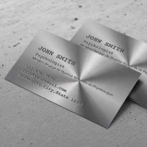 Psychologist Faux Stainless Steel Metal Business Card