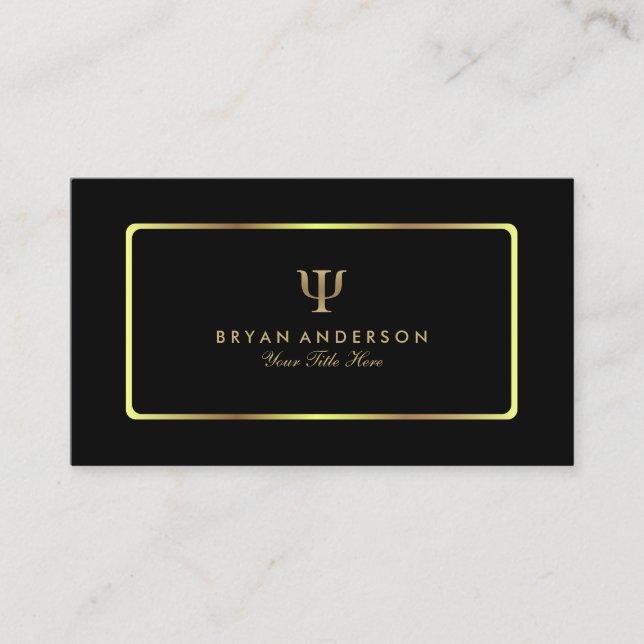 Psychologist Gold Psi Symbol Business Card (Front)