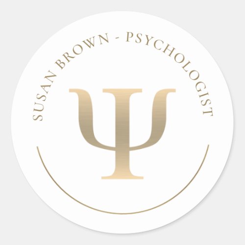 Psychologist Gold Psi Symbol Classic Round Sticker