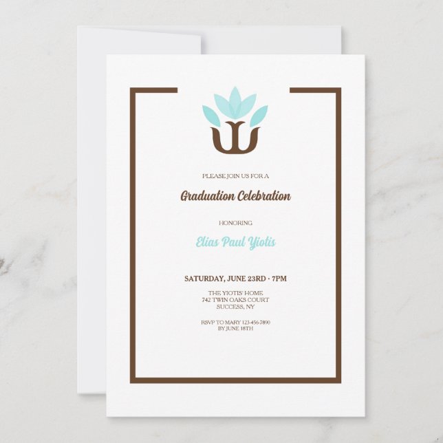 Psychologist Graduation Invitation Blue (Front)