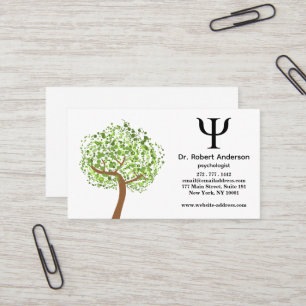 Psychologist Green Tree Business Card
