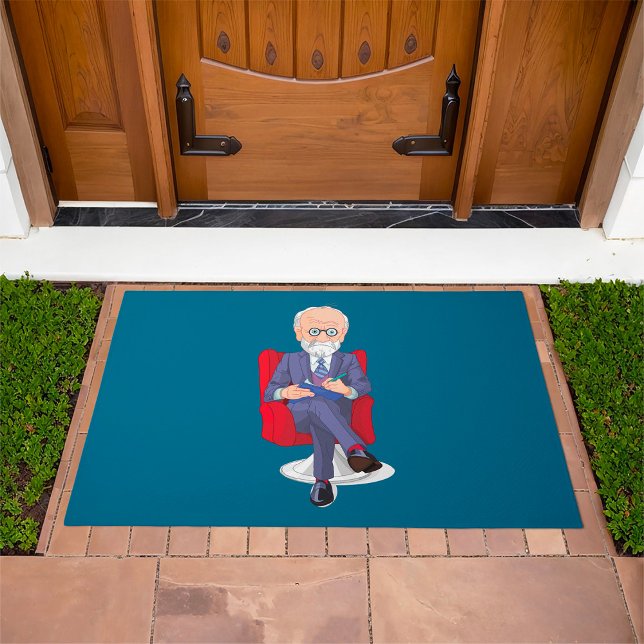 Psychologist in Suit with Notepad Sitting Doormat (Creator Uploaded)