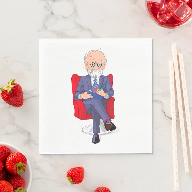 Psychologist in Suit with Notepad Sitting Napkins (Creator Uploaded)