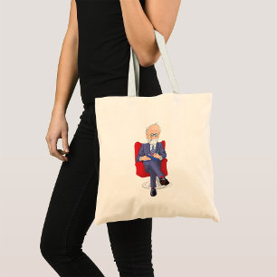 Psychologist in Suit with Notepad Sitting Tote Bag