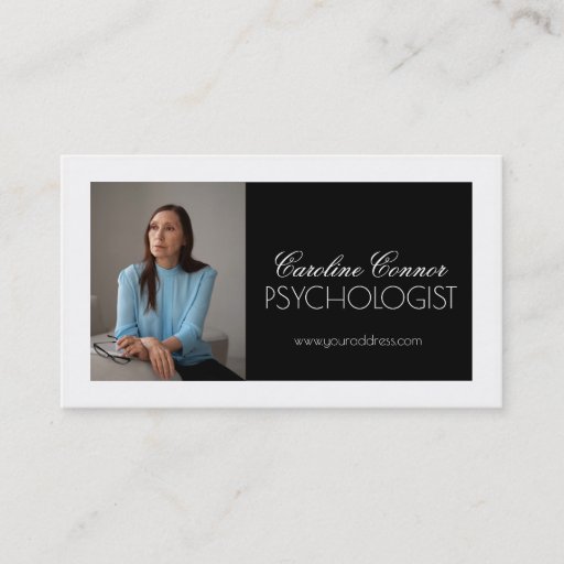 Customizable Psychologist Marriage Counselor Black White Business Card