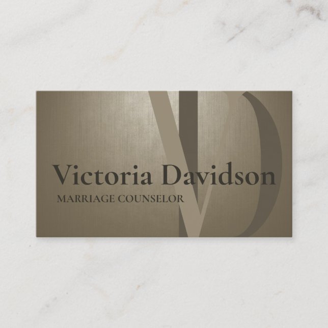Psychologist Marriage Counselor Bold Initials Business Card (Front)