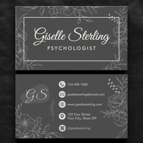 Psychologist Mental Health Floral Botanical Business Card