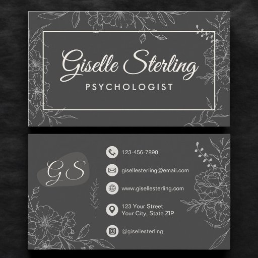 Customizable Psychologist Mental Health Floral Botanical Business Card