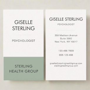 Psychologist Mental Health Sage Green Business Card