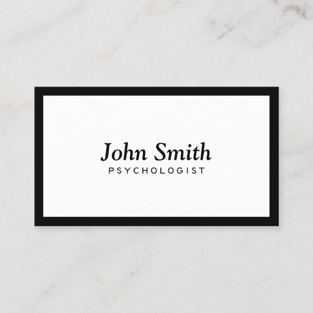Psychologist Minimalist Black Border Business Card (Front)