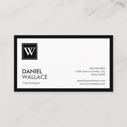 Psychologist - Modern Grid Monogram Business Card