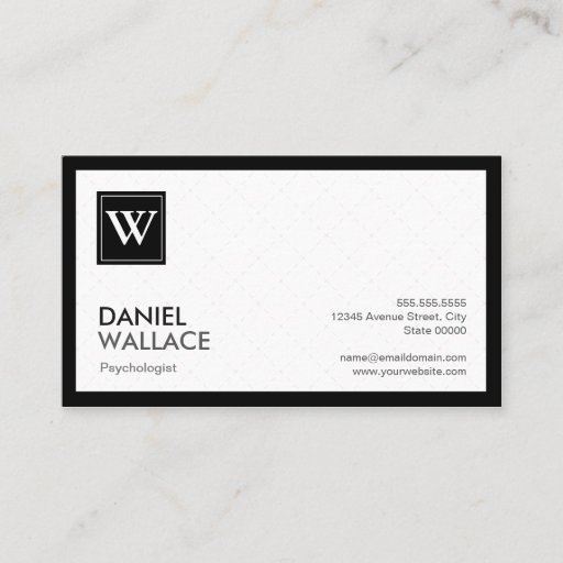 Customizable Psychologist - Modern Grid Monogram Business Card