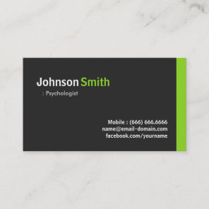 Psychologist - Modern Minimalist Green Business Card