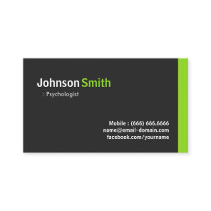 Psychologist - Modern Minimalist Green Business Card