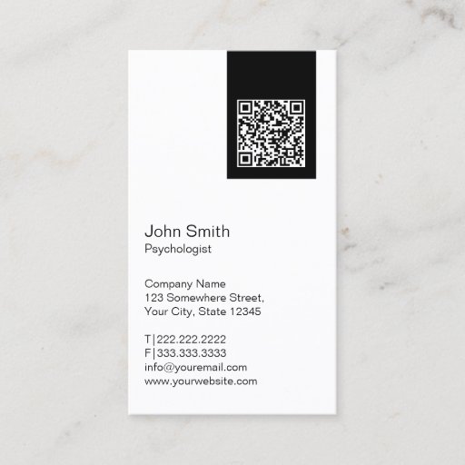 Customizable Psychologist Modern QR Code Professional Business Card