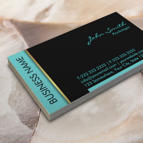 Teal Border Psychologist Business Card