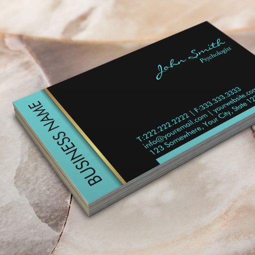 Customizable Teal Border Psychologist Business Card