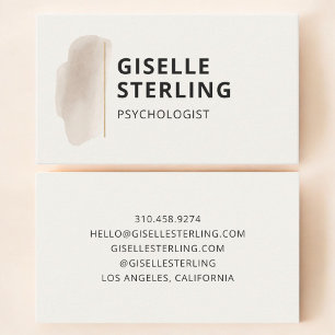Psychologist Neutral Beige Watercolor Business Card