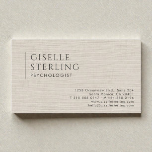 Psychologist Neutral Linen Beige Business Card