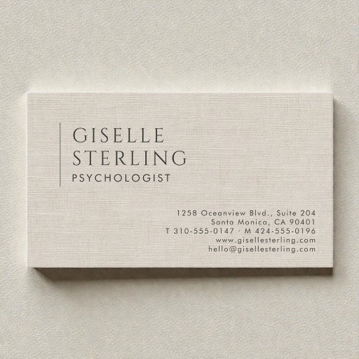 Customizable Psychologist Neutral Linen Beige Business Card