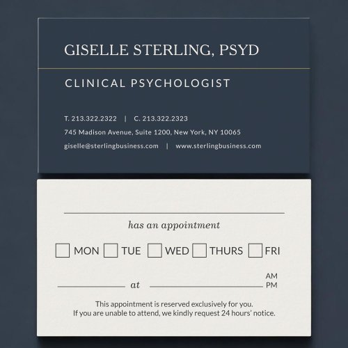 Psychologist Office Appointment Reminder Card
