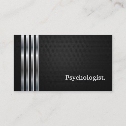Psychologist Professional Black Silver Business Card