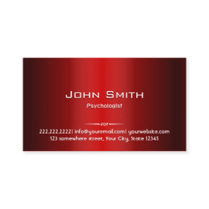 Psychologist Professional Red Metal  Business Card