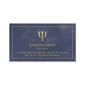 Psychologist Psi Symbol Blue Canvas Golden Frame Appointment Card