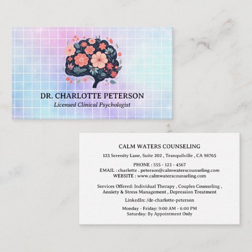 Customizable Psychologist Psychotherapy Counselor Business Card