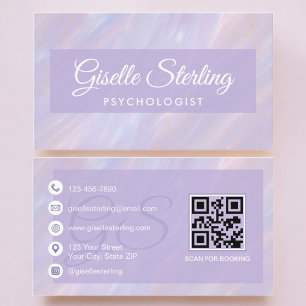Psychologist Purple Pastel QR Code Business Card