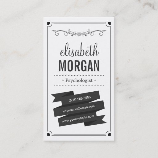 Customizable Psychologist - Retro Black and White Business Card