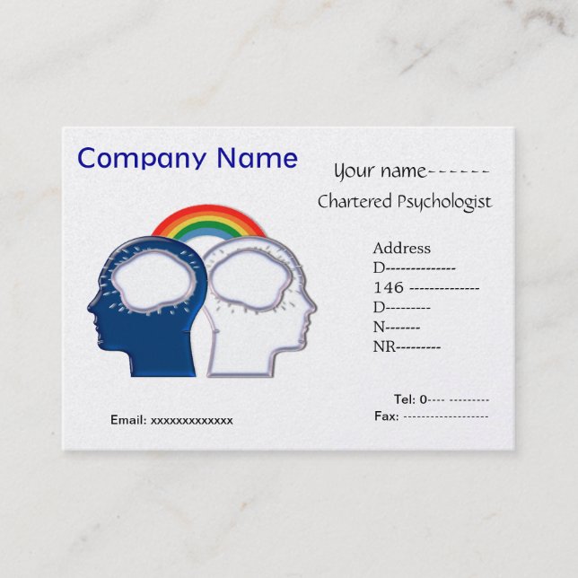 Psychologist sharing ideas business card... business card (Front)