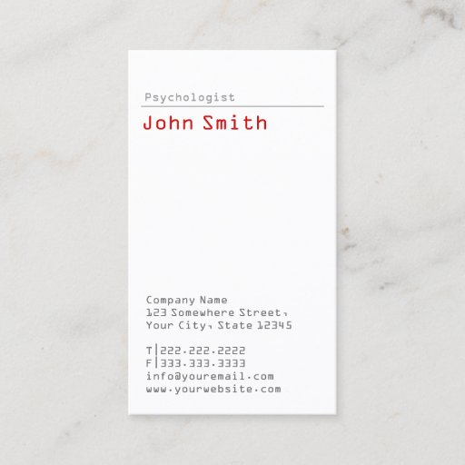 Customizable Simple Plain Psychologist Business Card