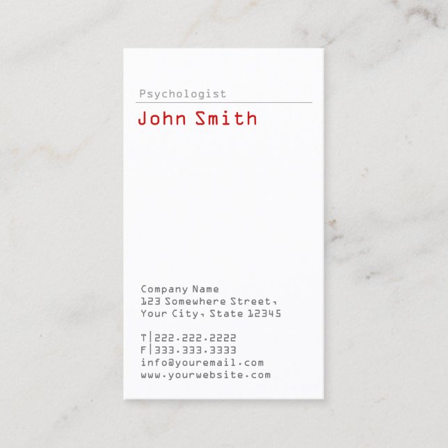Psychologist Simple Plain Professional Business Card (Front)