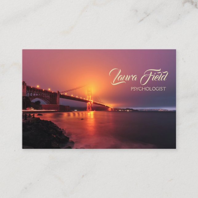 Psychologist Sunset Sunrise Harbor Bridge Business Card (Front)