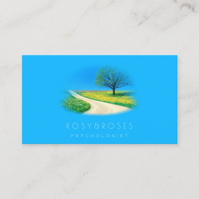 Psychologist Therapist Appointment Card Blue Tree (Front)
