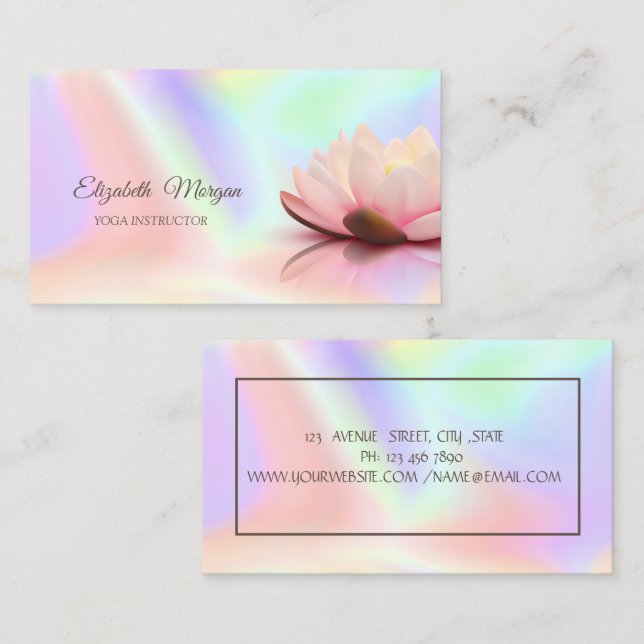 Psychologist Therapist,Chic Lotus,Yoga Holographic Business Card (Front/Back)