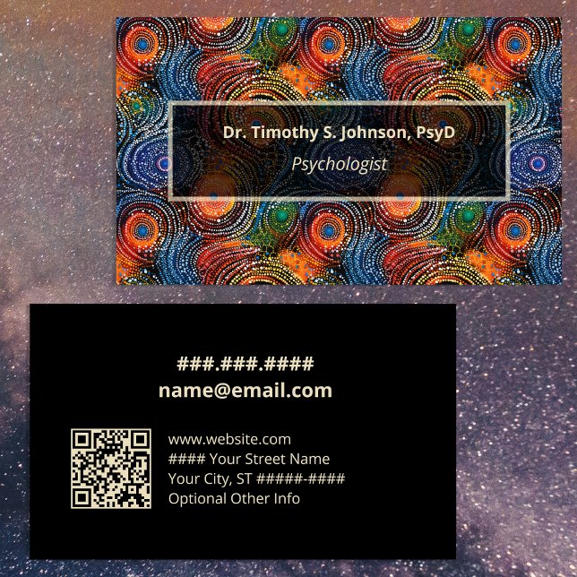 Psychologist | Therapist Colorful Swirls QR Code  Business Card (Creator Uploaded)