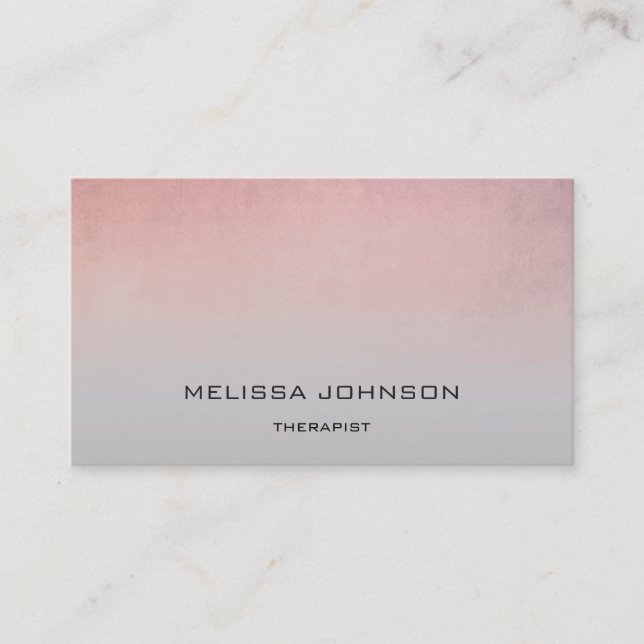 Psychologist Therapist Couch Ombre Rose Gold Gray Business Card (Front)