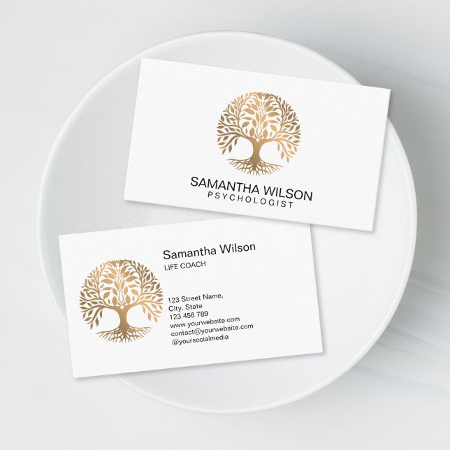 Psychologist Therapist Counselor Psychiatrist  Business Card (brain tree logo design for therapists)