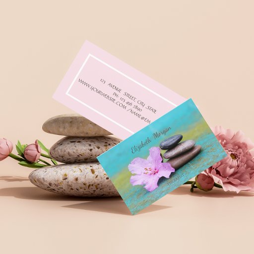 Customizable Psychologist Therapist Zen stones,Flower Business Card